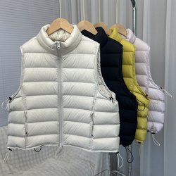 Mingmo Winter Hot-Selling Ribbed down Vest for Women 2025 New Korean Style Simple Loose Vest Jacket for Petite Figures