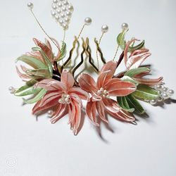 Next Door Xiaoqin Handmade Diy Material Package Peach Blossom Hair Crown Entwined Flower Hanfu Accessories Ancient Style Headdress Ancient Costume Hair Accessories