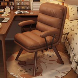 Home Solid Wood Swivel Desk Chair Comfortable for Long Sitting Computer Chair Office Makeup Chair Bedroom Backrest Chair Study Chair
