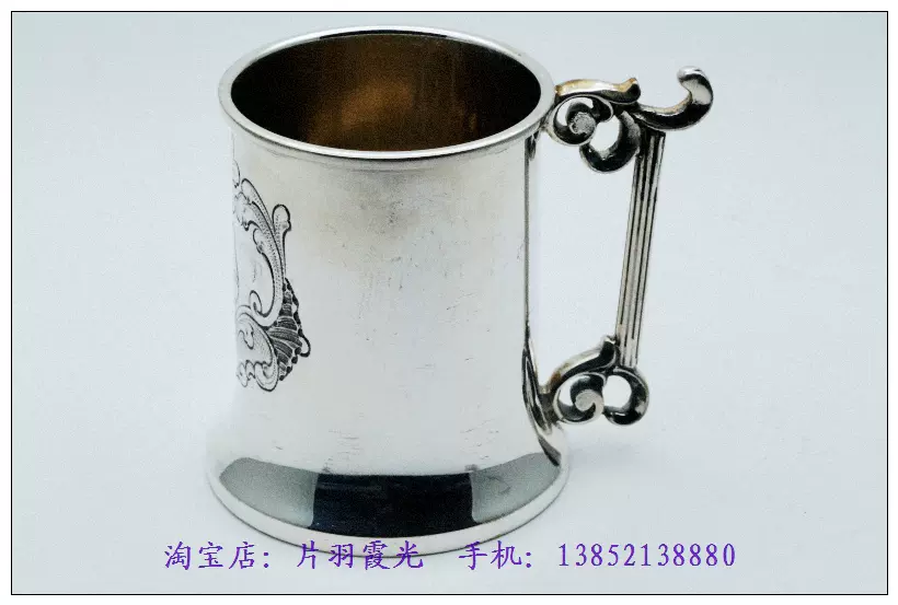 o西洋银器古董收藏1935年意大利产144克手工锤碟纹雕刻花纹纯银杯-Taobao