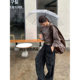 yesyllow American letter printing short sweater female 2024 autumn loose, thin long sleeve outer
