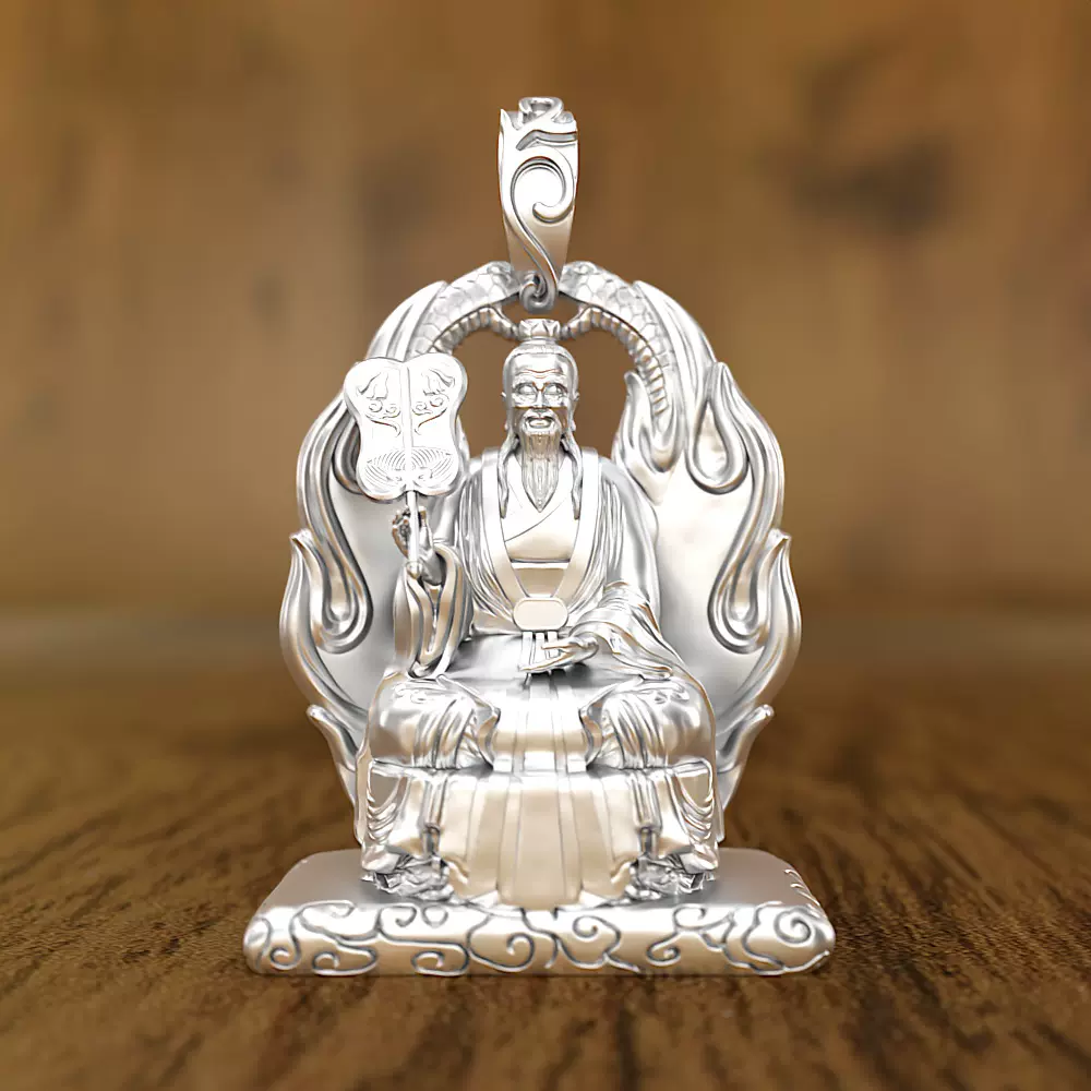 仏教美術品 純銀製 不動尊菩薩 經文付 吊墜 根付 極上品 館蔵品