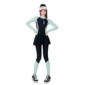 
Swimsuit for women 2026 new swimsuit split long-sleeved trousers high-end sun protection large size surfing and snorkeling mother-in-law suit