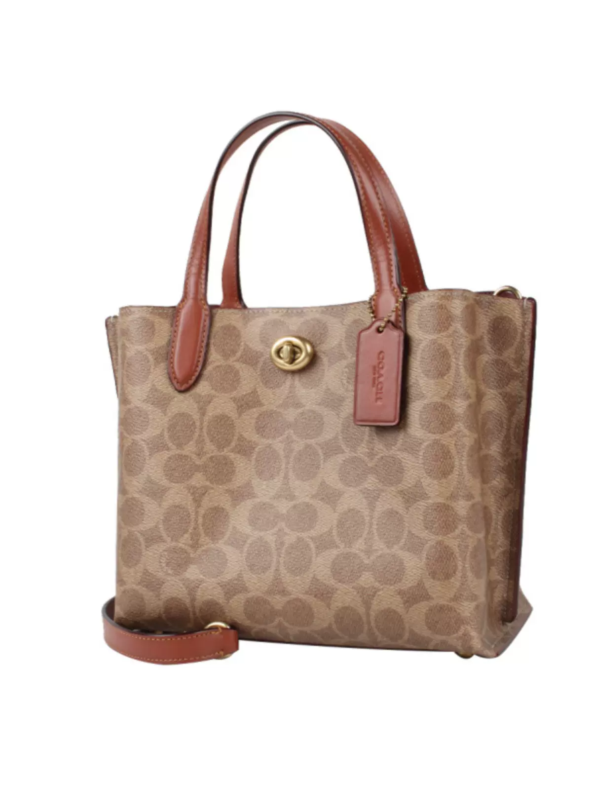 coach蔻驰 willow寇驰系列24号粉白色pvc手提单肩斜挎托特包c8869