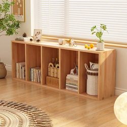 Bookcase and Storage Cabinet Integrated Against the Wall, Student Home Use, All Solid Wood Bookshelf, Kindergarten Children's Simple Storage Low Cabinet