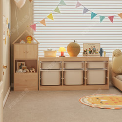 Solid Wood Small House Bookcase Kidsren's Bookshelf Floor-Standing Home Wall-Mounted Baby Toy Storage Cabinet Storage Cabinet Integrated