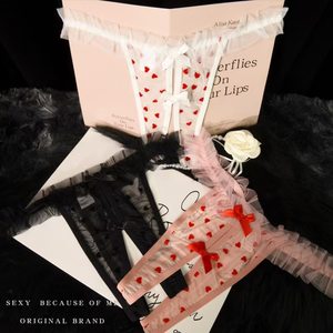 
Transparent sexy lace free thong women's pure desire to tempt low waist girl butterfly open-stage hot underwear new style