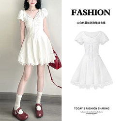 Summer Pure Desire Miu Style Dress for Women 2026 Birthday Petite First Love Design Sweet Short White Dress