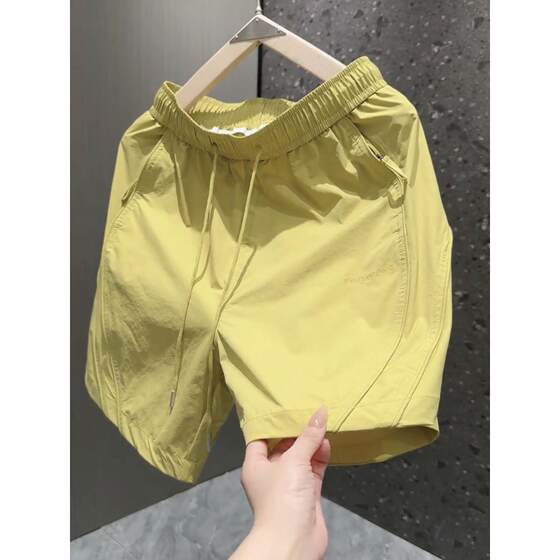 
2025 summer men's casual shorts pants zipper pocket quick-drying fashion brand sports pants fashionable versatile quarter-finger pants men
