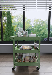 Three-Tier Trolley, Industrial Style Tool Cart, Wheeled Storage Cart for Parts, Mobile Household Flower Stand, Green Plant Cart