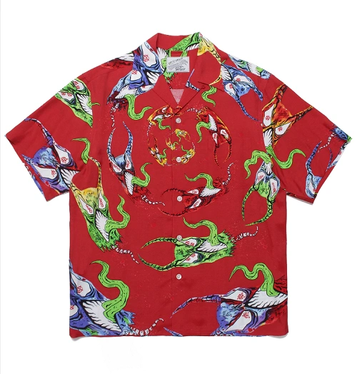 WACKO MARIA 天国东京NECKFACE HAWAIIAN SHIRT 夏威夷衬衫涂鸦-Taobao