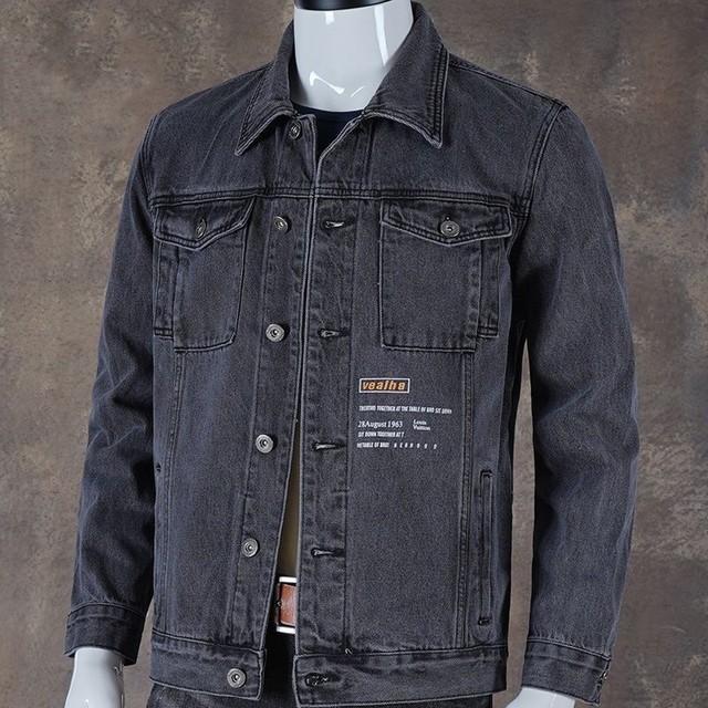 New denim jacket men's loose plus velvet thickened autumn and winter ...