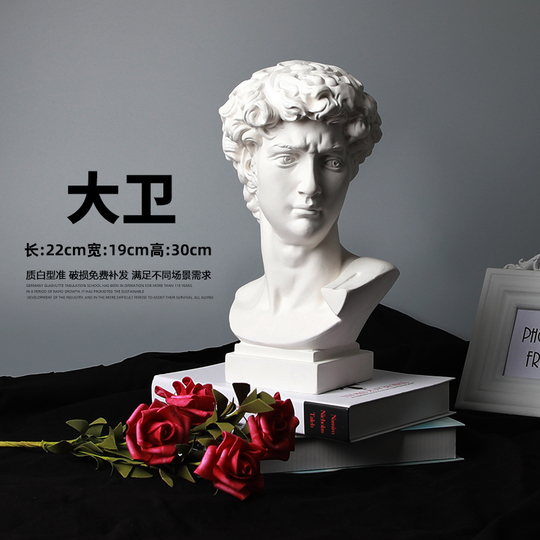 Yicai 石膏 ダビデ像 - 頭部彫刻 オーナメント