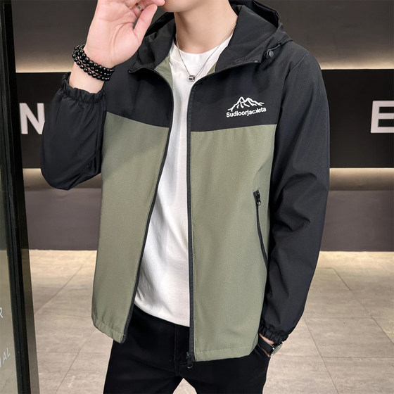 Spring and Autumn Men's Jackets Trendy Casual Jackets Hooded Youth Student Jackets Thin Loose Men's Gowns