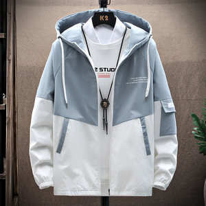 Spring and Autumn men's coat trendy Korean version of the jacket jacket young students top clothes, casual thin hooded gown