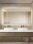 Khung nhôm đèn led thông minh chống sương mù phòng tắm sáng gương treo tường gương phòng tắm chậu rửa trang điểm vệ sinh phòng tắm gương trang trí gương lớn