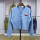 920 Smiling V-neck Knit Cardigan Jacket Women's Top 2025 Early Spring New Short Single Breasted Long Sleeve Sweater