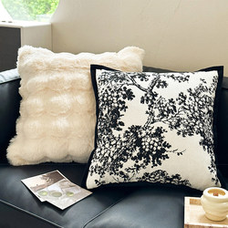 French-Style Small Luxury Throw Pillow Cushion for Sofa in Living Room, Light Luxury, High-End Feel, Soft Plush Pillow Cover (Core Not Included)