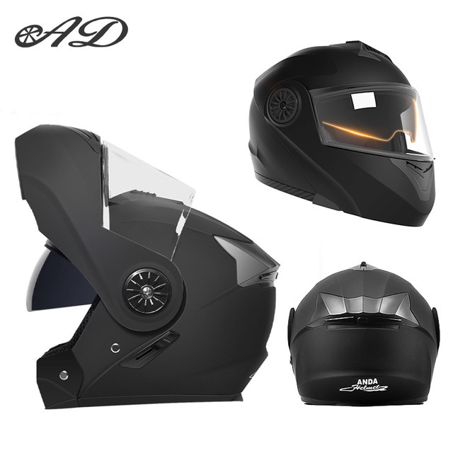 AD electric motorcycle helmet for men and women 3C certified safety helmet for all seasons, full-face helmet, winter warm face-opening helmet