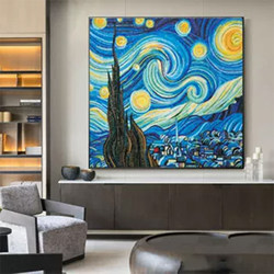European-Style Mosaic Painting Background Wall Tile Wall Stickers Puzzle Decorative Painting Custom Entrance Hallway Van Gogh Art Mural