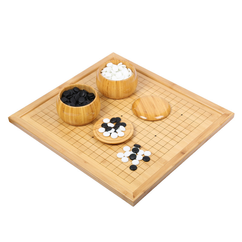 Yunzi Bamboo Go Set - Kinesisk Skakspil med Træbeholder