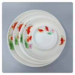 Household Ceramic Plates, Deep Plates, Round Plates, Rice Plates, Fruit Plates, European-Style Creative Set of Tableware