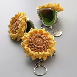 Knitted Finished Gold Bag Wool Sunflower Keychain Bag Hanging Knitted Decoration Small Fresh Forest Accessories