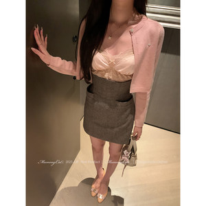 
Mummy Cat [Office Girl] 30 Wool Autumn and Winter High Waist Covered Hip Versatile Skirt