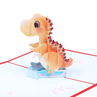 Cute Dinosaur 3D Greeting Card - Children's Birthday Holiday Blessing Card