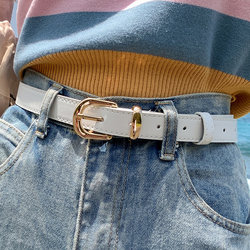Korean Style Student Girl Simple Versatile Retro ins Style Decorative Japanese Black Women's Jeans Belt Thin
