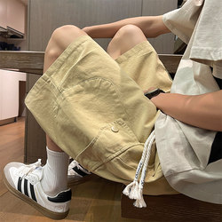 American-Style Work Shorts for Men, Summer Casual Loose Pure Cotton Sports Shorts, Trendy Versatile Large Pocket Mid-Length Pants