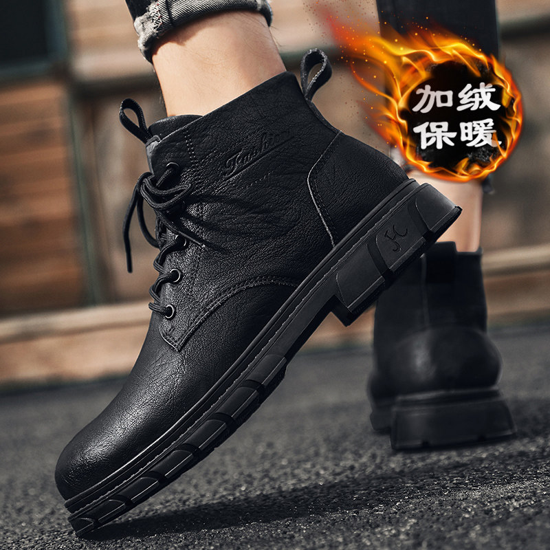 Sepatu Bot Kulit Pria Musim Dingin Golssou Hangat Tahan Air