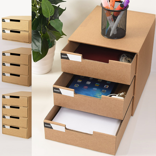 A4 paper multi -layer drawer Japanese -style paper desktop storage box desk items cabinet cowhide paper file finishing box
