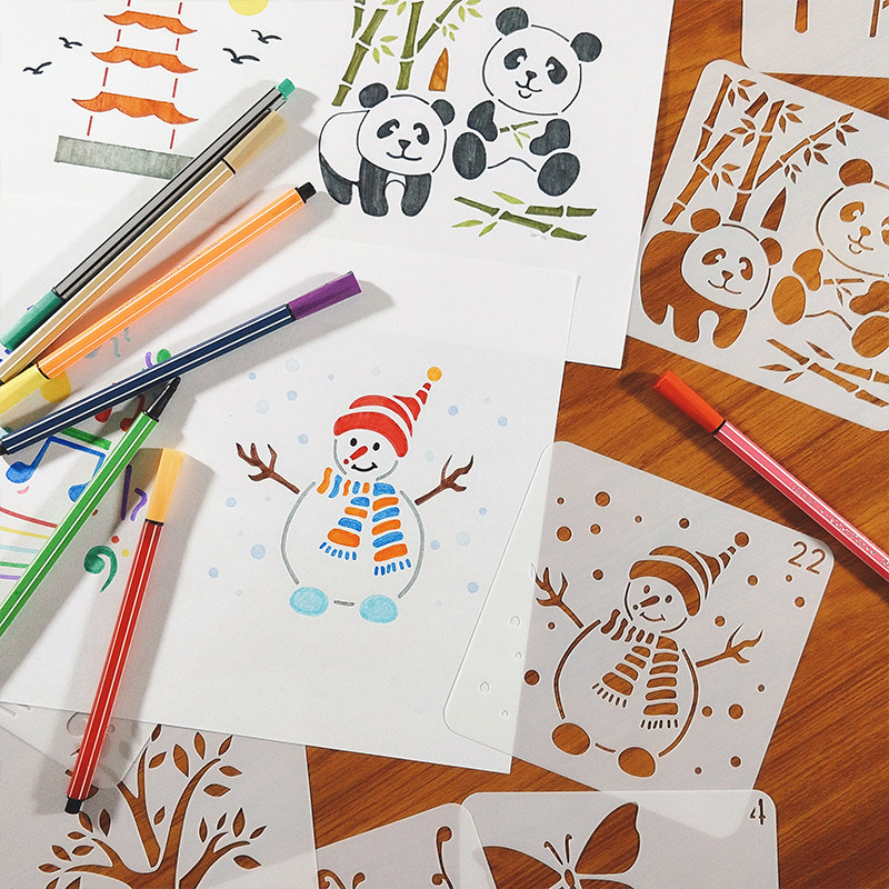 초등학생 필기 신문 템플릿, 어린이 그림 도구, 성장 사진첩, 손으로 그린 ??장식 재료, 속이 빈 레이스 자 -