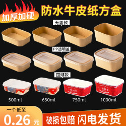 Disposable Kraft Paper Square Box for Takeout, Fast Food, Picnic, Rectangular Lunch Box, Eco-Friendly Light Meal Packaging Box