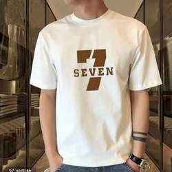 Short-Sleeved T-Shirt for Men, Summer Casual Versatile Black Crew Neck Pure Cotton Heavyweight High-End Light Luxury Youth Half-Sleeve Top