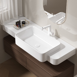German Semi-Embedded Countertop Basin Hotel Semi-Hanging Basin Small Apartment Narrow Countertop Ceramic Basin Washbasin Taichung