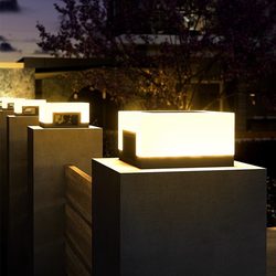 Outdoor Pillar Lamp 2025 Designer Villa Lamp Modern Simple Solar Stainless Steel Waterproof Garden Lamp