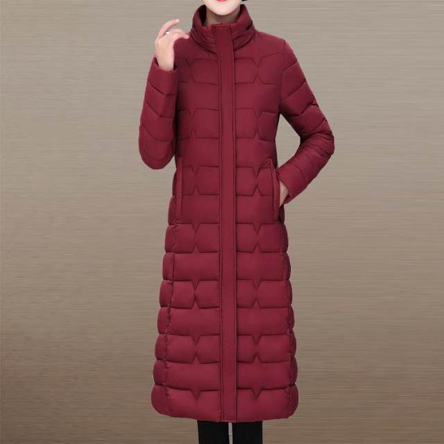 Middle-aged and elderly women's down-padded coats, mid-length, over-the-knee thickened cotton coats, women's winter large size cotton-padded jackets, winter coats