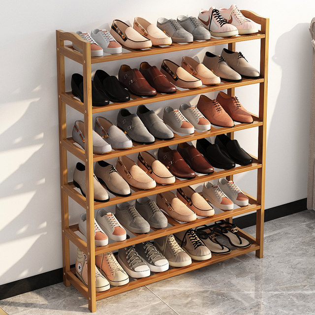 Simple shoe rack home door multi-functional rack bamboo shoe cabinet ...