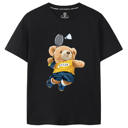 Chengdu Tangyou Cup China Team Championship Commemorative Plush Bear Badminton Cultural Shirt Short Sleeve T-Shirt Sports and Leisure