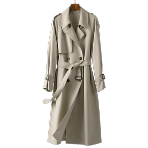 BXV lace-up windbreaker for women mid-length 2025 spring new high-end long over-knee coat casual jacket classic