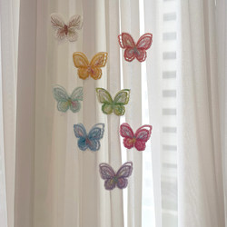 Curtain Decoration Accessories, White Gauze Door Curtain Embellishments, Decorative Trinkets, Double-Layer Embroidered Butterfly and Flower Window Screen Decoration