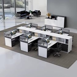 Office Desk and Chair Combination Simple Modern Office Staff Station 4/6/8 Person Screen Financial Table Accounting Staff Table