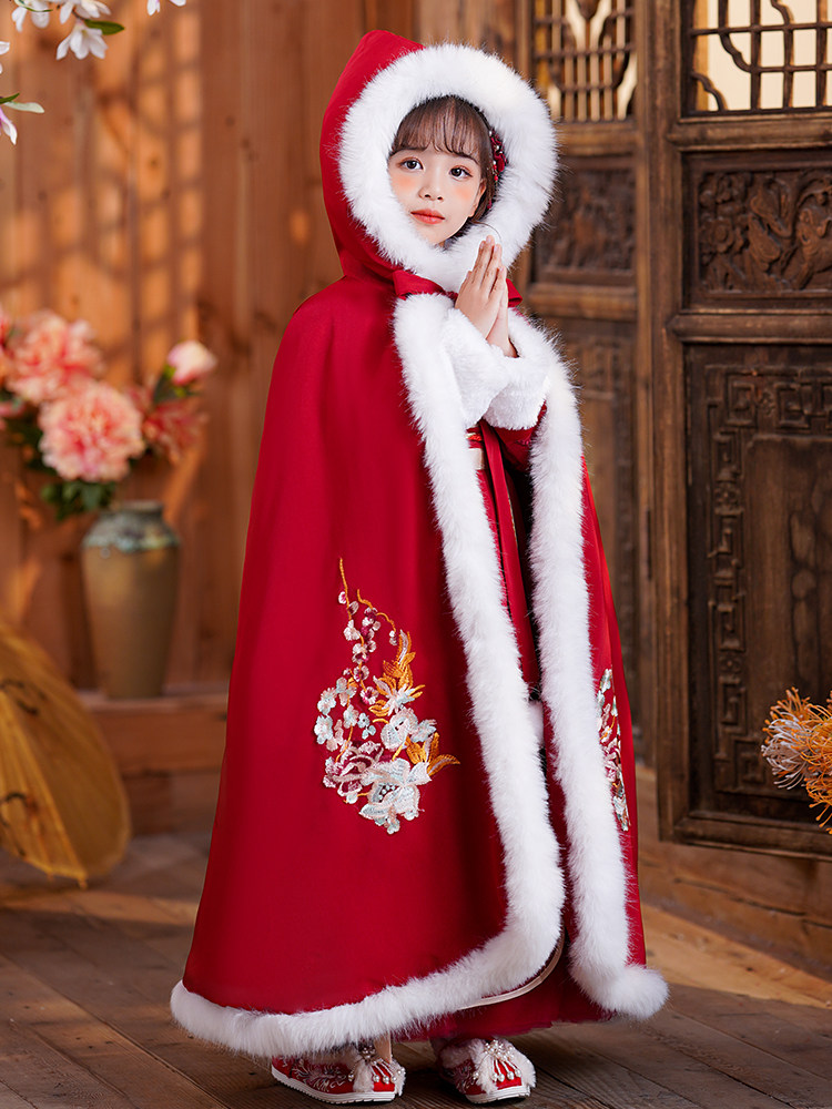 Mantello invernale in velluto stile cinese Anneyol per bambine