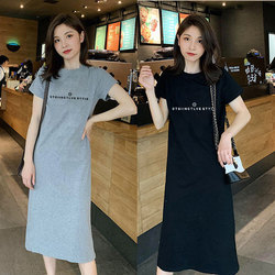 Casual Korean Style T-Shirt Dress for Women, Summer Mid-Length, Over-The-Knee, Loose Fit, ins Plus Size, Internet Celebrity Hot Trend Street Dress
