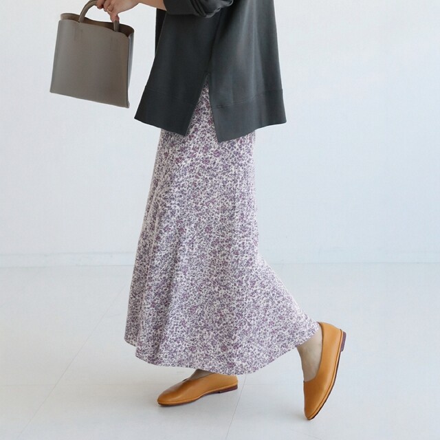 Qianjin Line N Home Wearing a graceful feeling, wearing both sides, elastic high waist printed mid-length fishtail skirt
