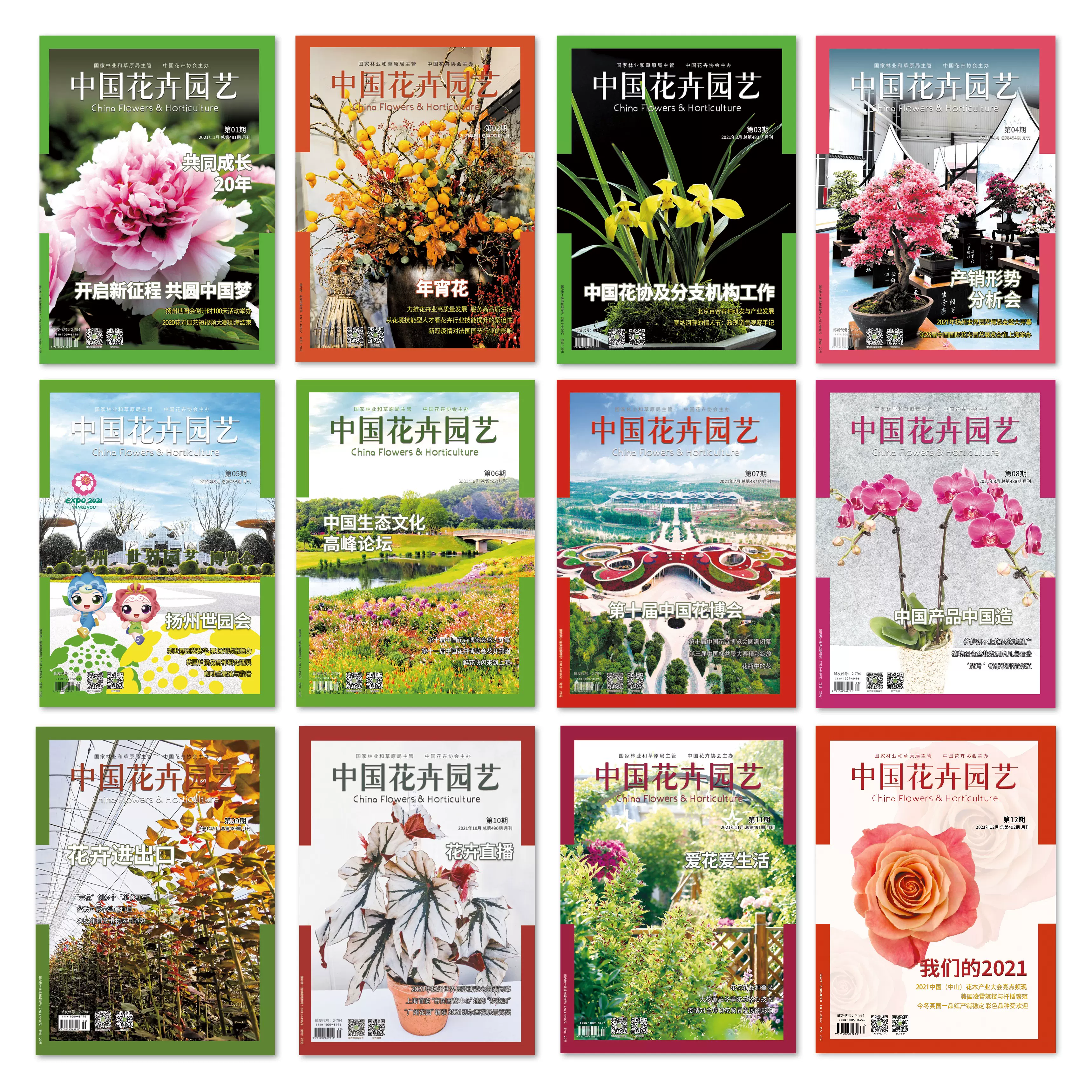 21全年杂志全年共12期 中国花卉园艺
