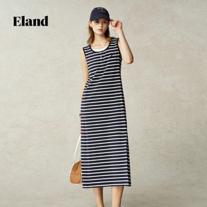 
Eland Striped Dress Women's Sleeveless Waist Long Skirt