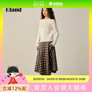 
Eland sweater women's round neck solid color warm and comfortable pullover sweater 2025 winter EEKWF4TB11
